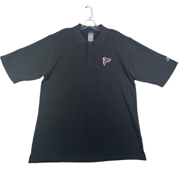 Atlanta Falcons Polo Shirt Mens M Black NFL Reebok Short Sleeve Embroidered NEW - Picture 1 of 11